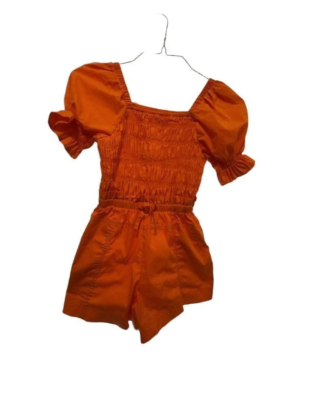 Habitual Girls Orange Smocked Puff-Sleeve Romper/Playsuit